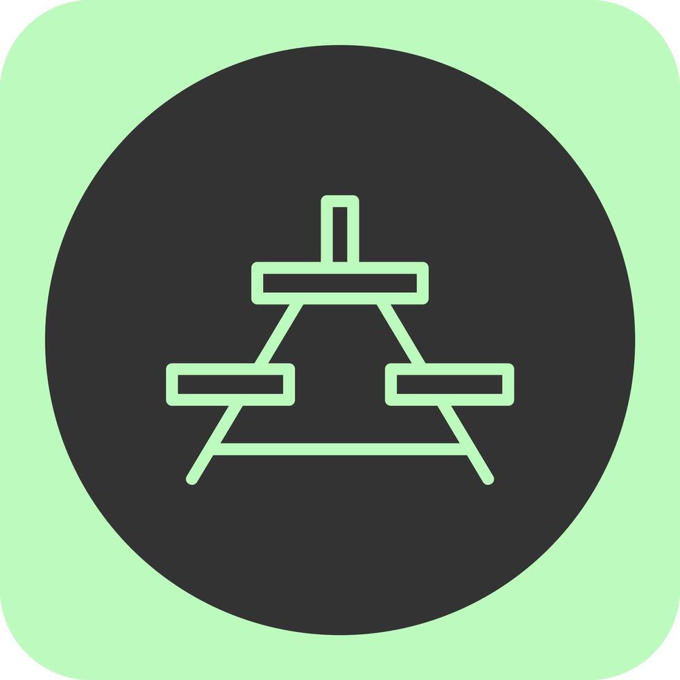 Picnic Table Linear Round Icon vector