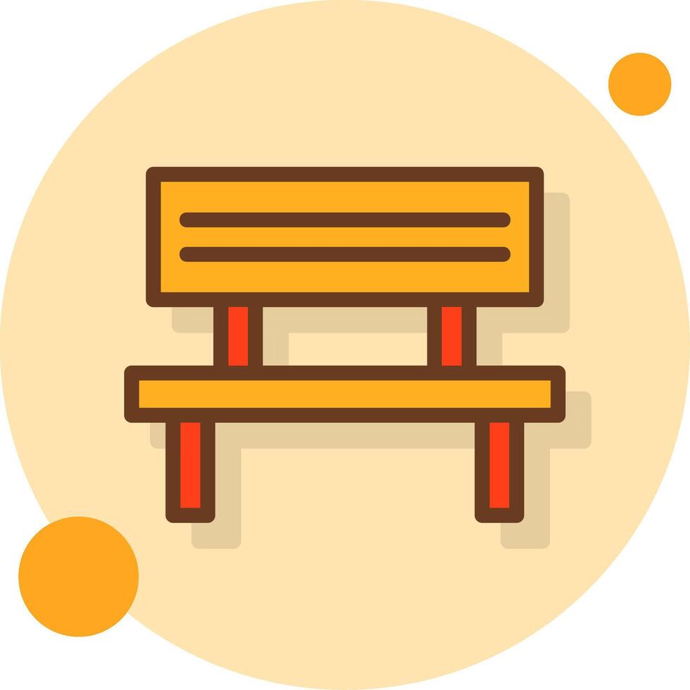 Bench Filled Shadow Cirlce Icon vector