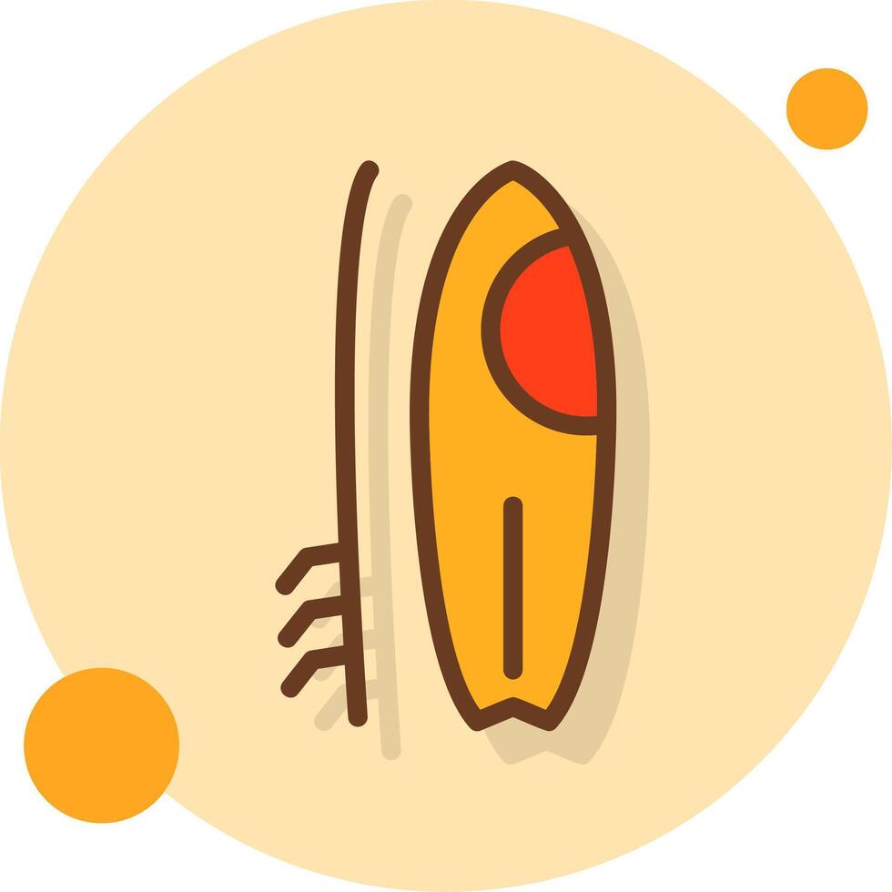 Surfboard Filled Shadow Cirlce Icon vector