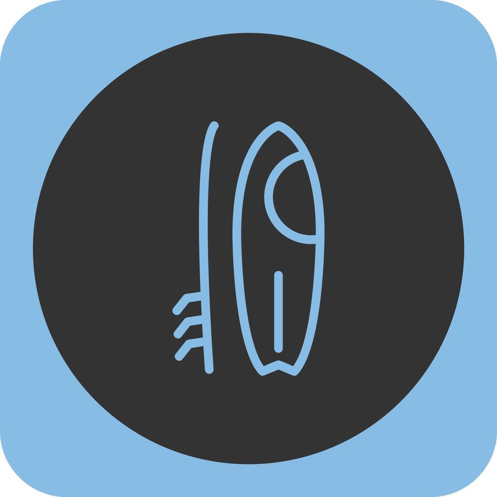 Surfboard Linear Round Icon vector