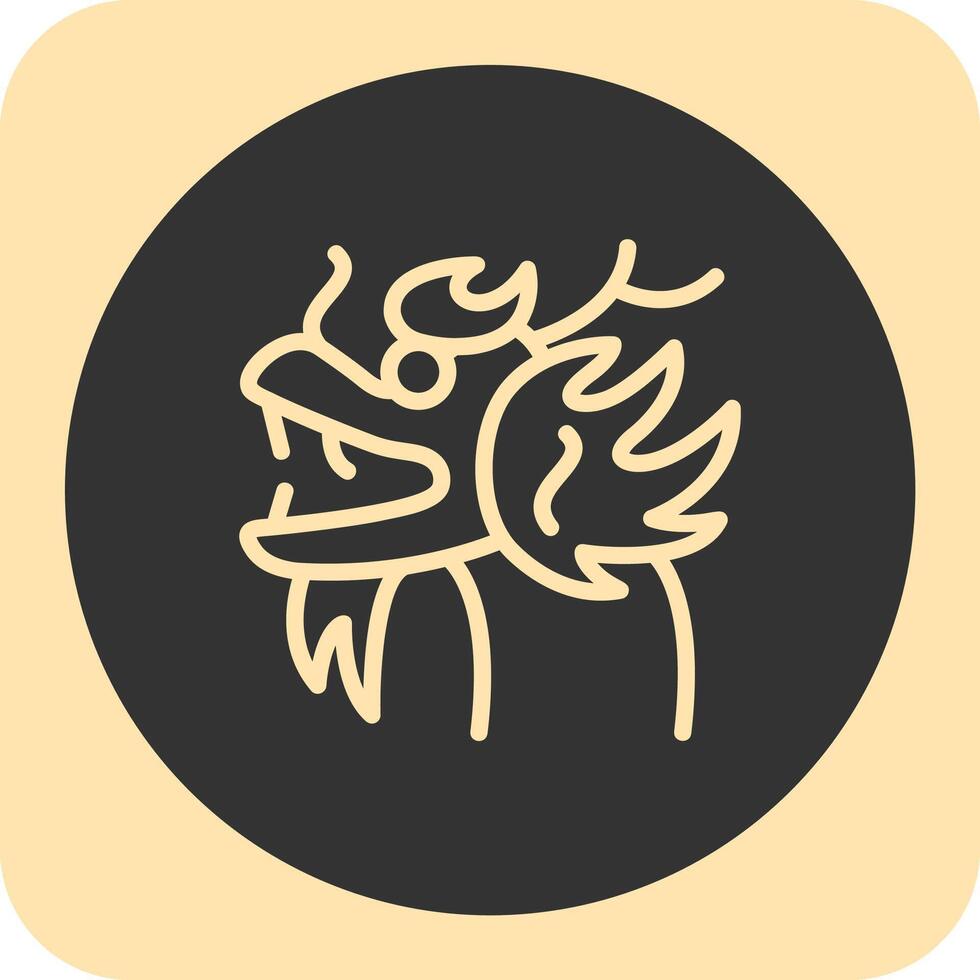 Dragon Linear Round Icon vector