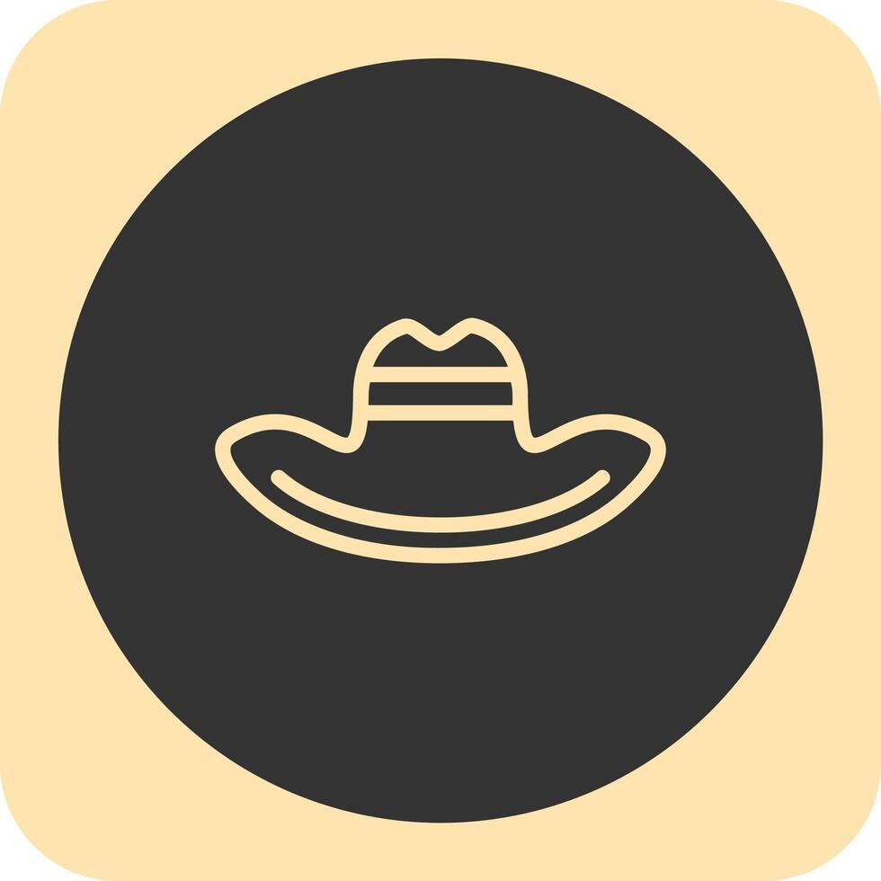 Cowboy Hat Linear Round Icon vector