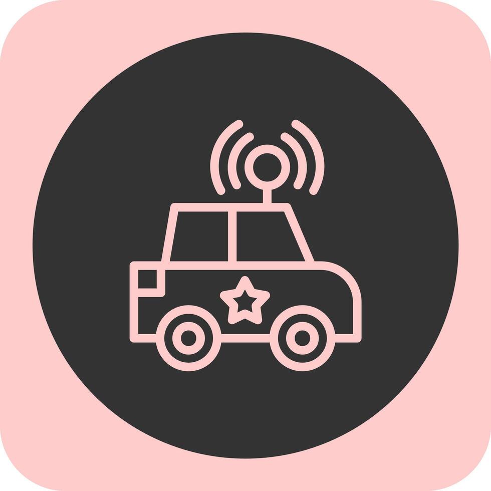 Police Car Linear Round Icon vector