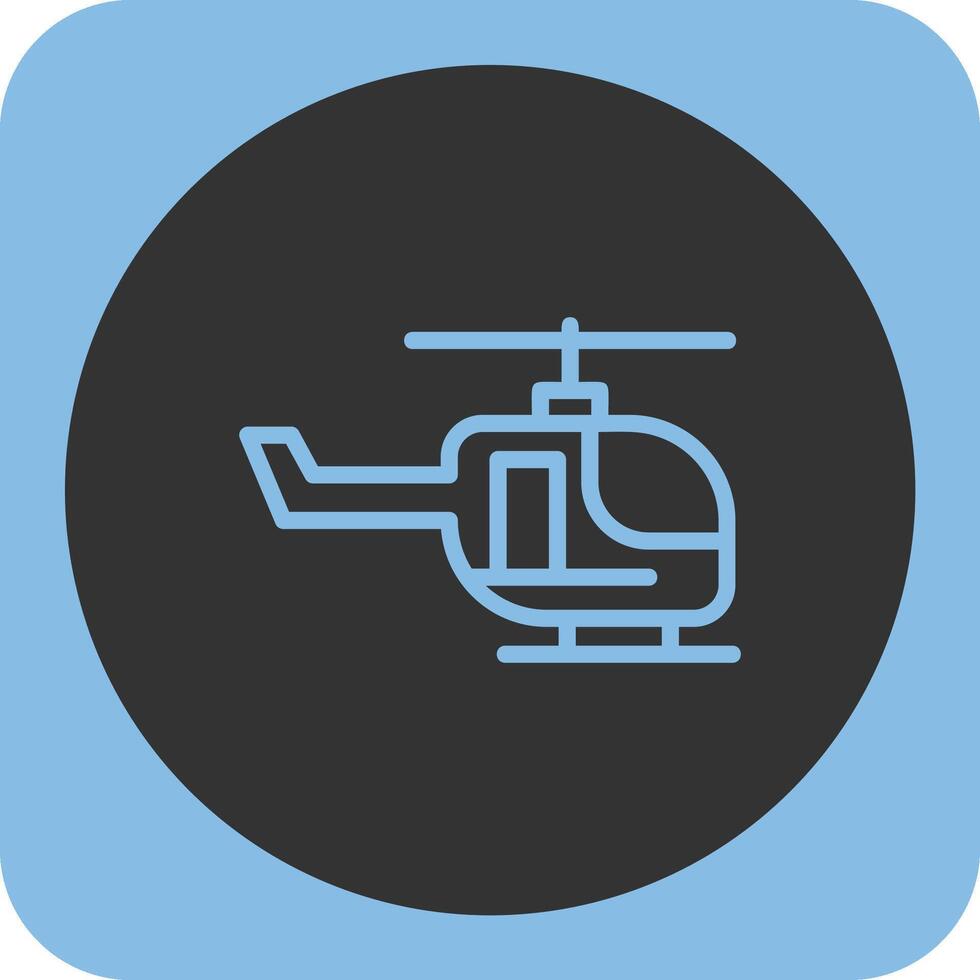 Helicopter Linear Round Icon vector