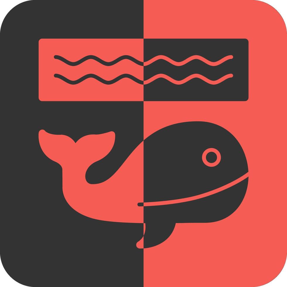 Whale Red Inverse Icon vector