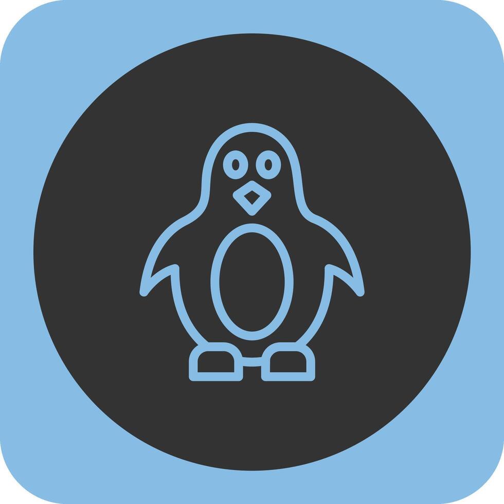 pingüino lineal redondo icono vector