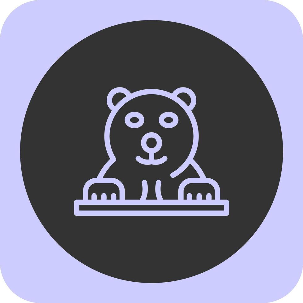 Polar Bear Linear Round Icon vector