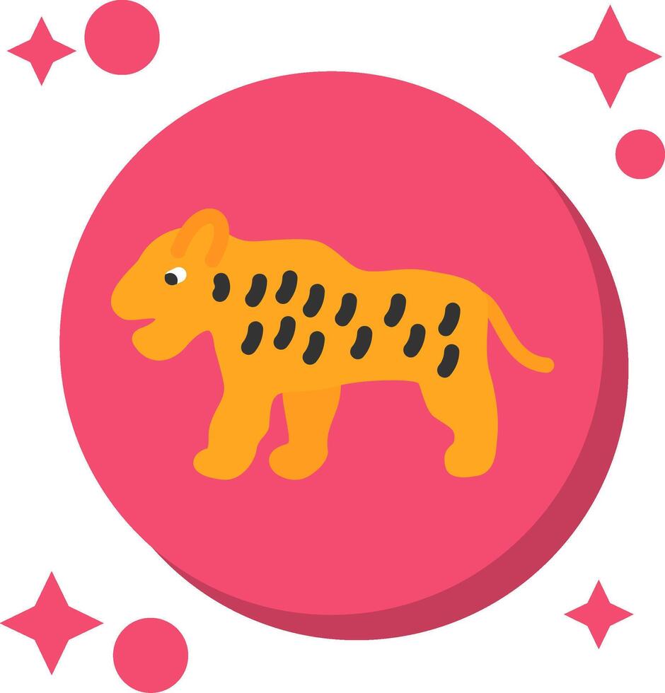 Tigre cola color icono vector