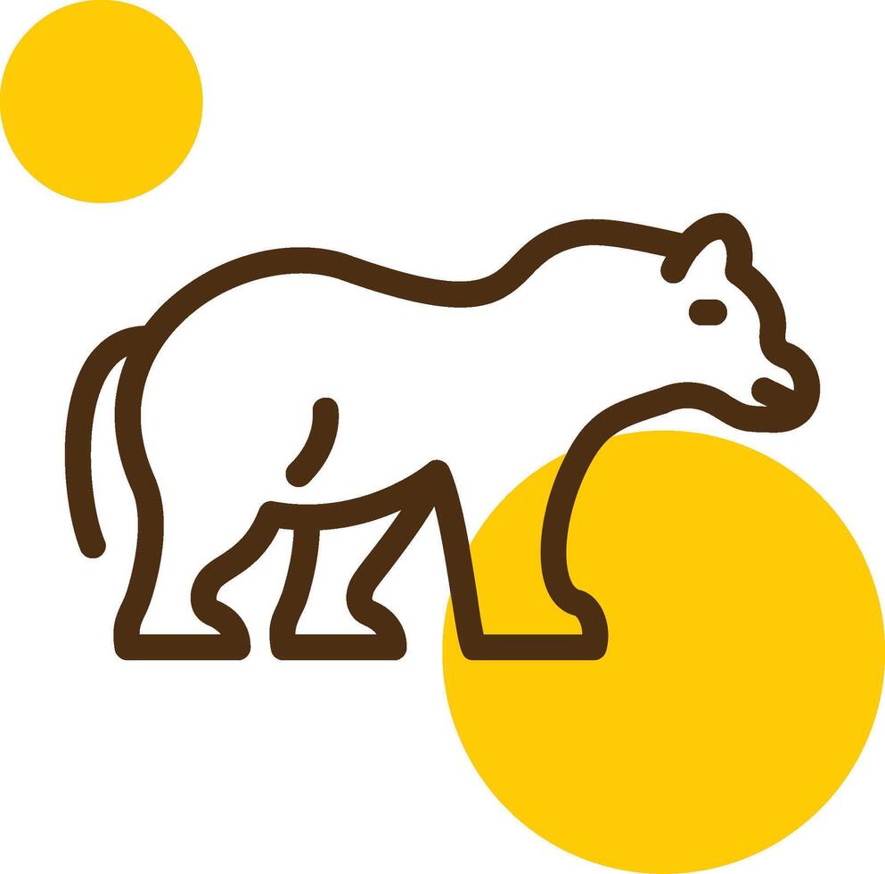 Bear Yellow Lieanr Circle Icon vector