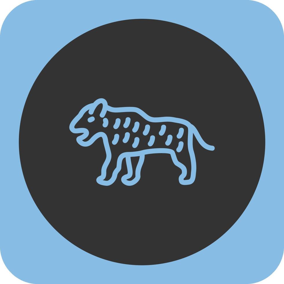 Tigre lineal redondo icono vector