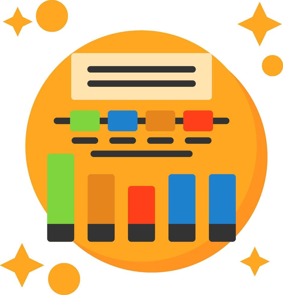 Bar Chart Tailed Color Icon vector