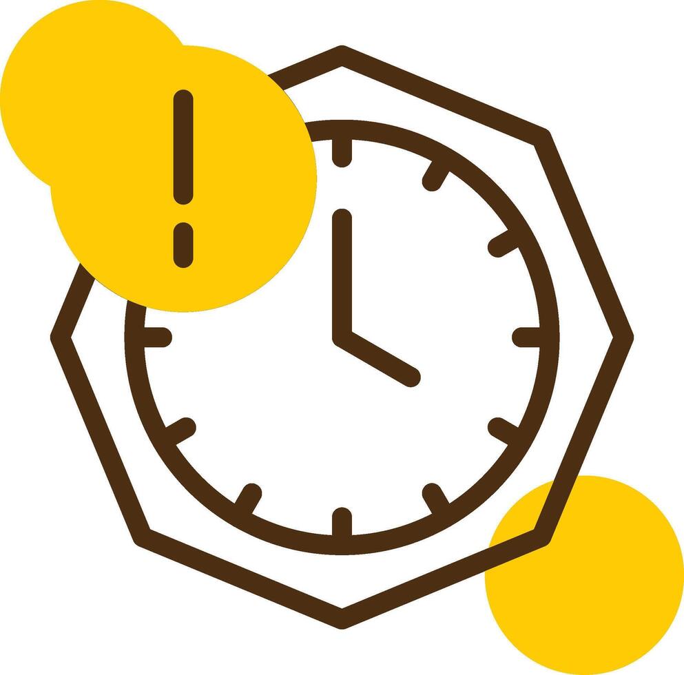 Clock with Deadline Yellow Lieanr Circle Icon vector