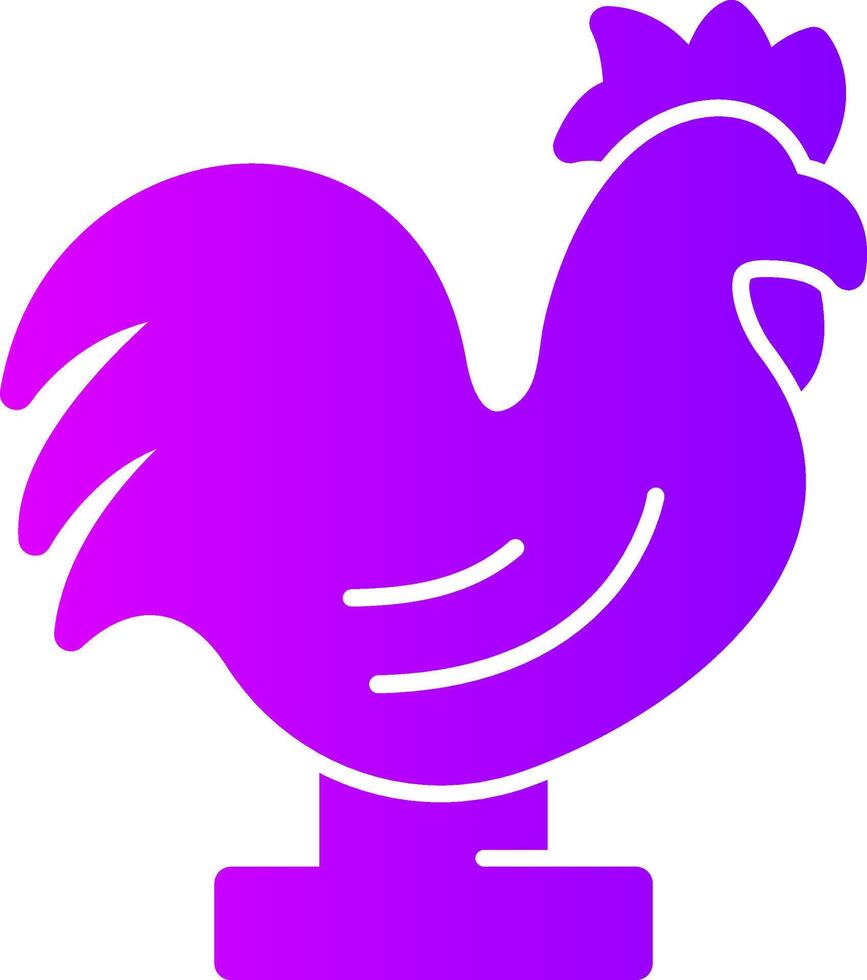 Rooster Figurine Solid Multi Gradient Icon vector