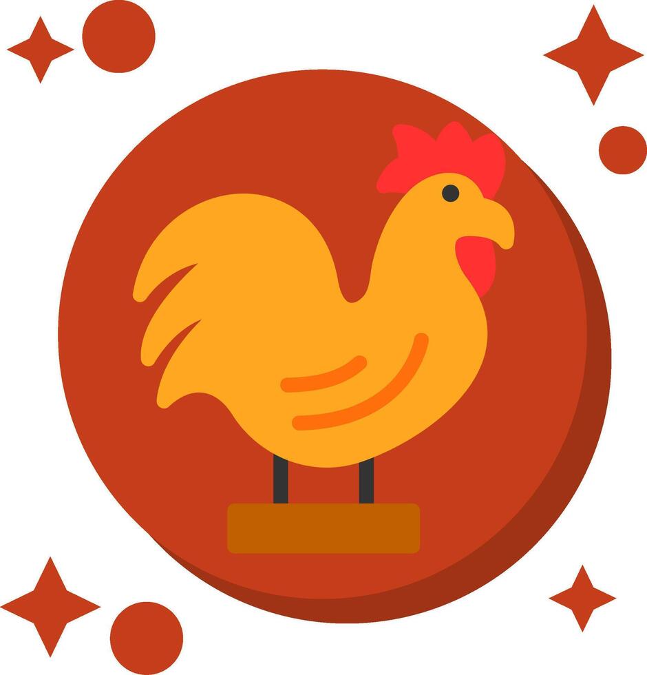 Rooster Figurine Tailed Color Icon vector