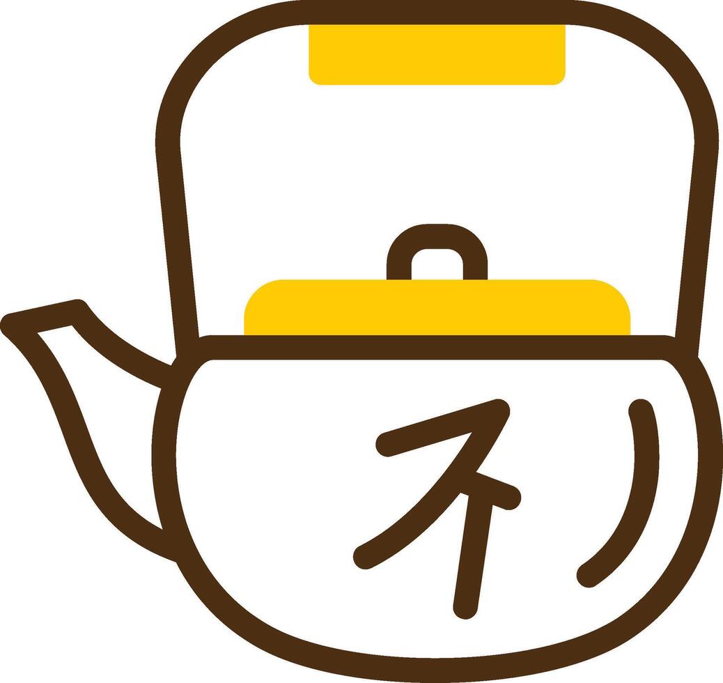 Tea Pot Yellow Lieanr Circle Icon vector