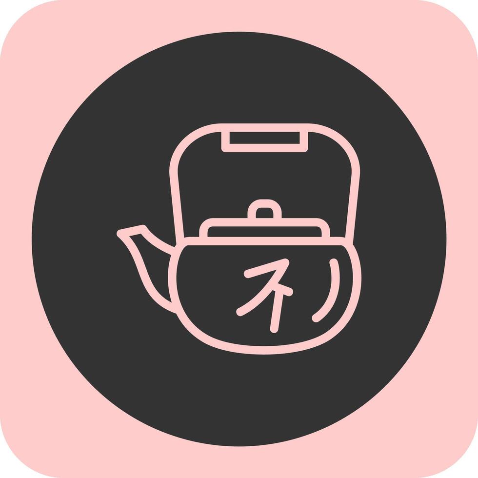 Tea Pot Linear Round Icon vector