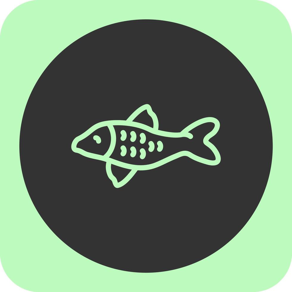 Koi Fish Linear Round Icon vector