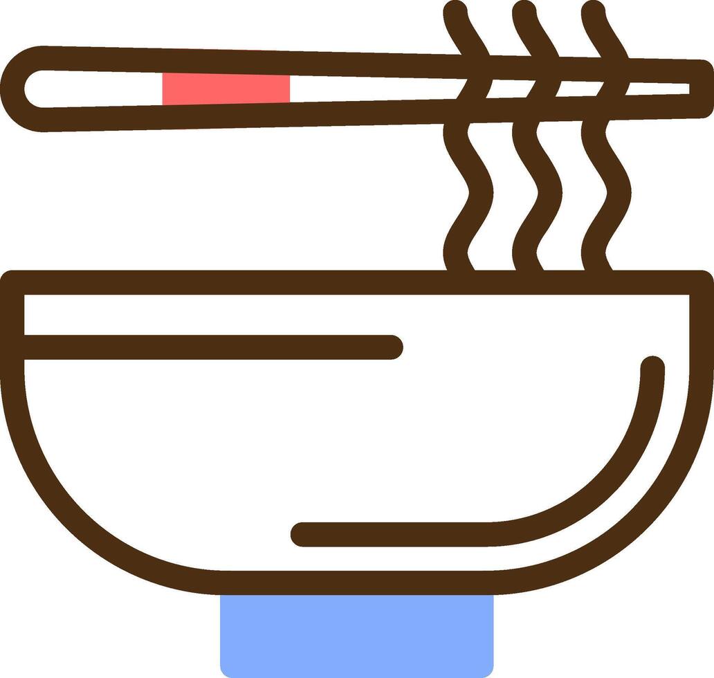 Noodle Bowl Color Filled Icon vector