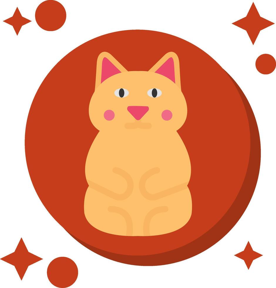 Prosperity Cat Tailed Color Icon vector