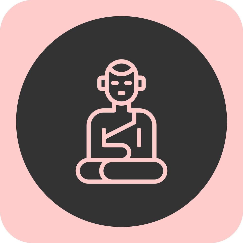 Buddha Statue Linear Round Icon vector