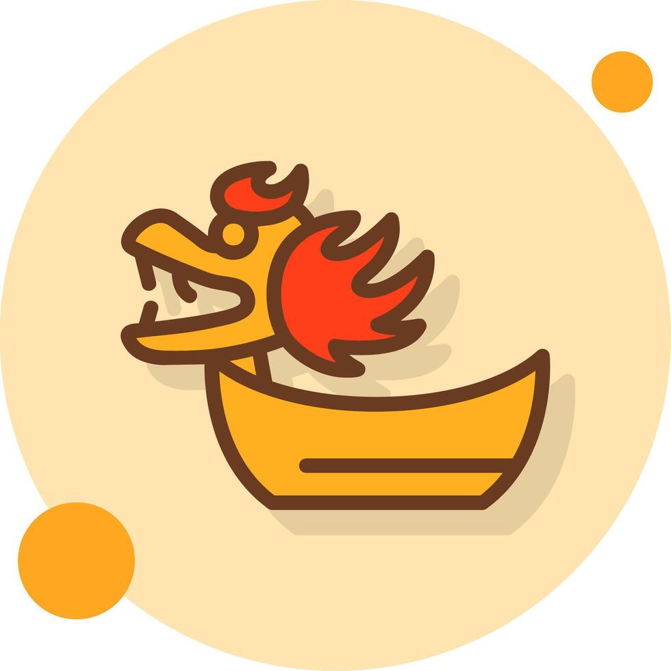 Dragon Boat Filled Shadow Cirlce Icon vector