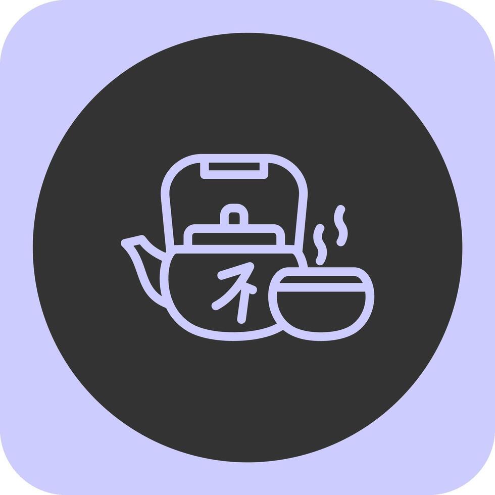 Tea Ceremony Linear Round Icon vector