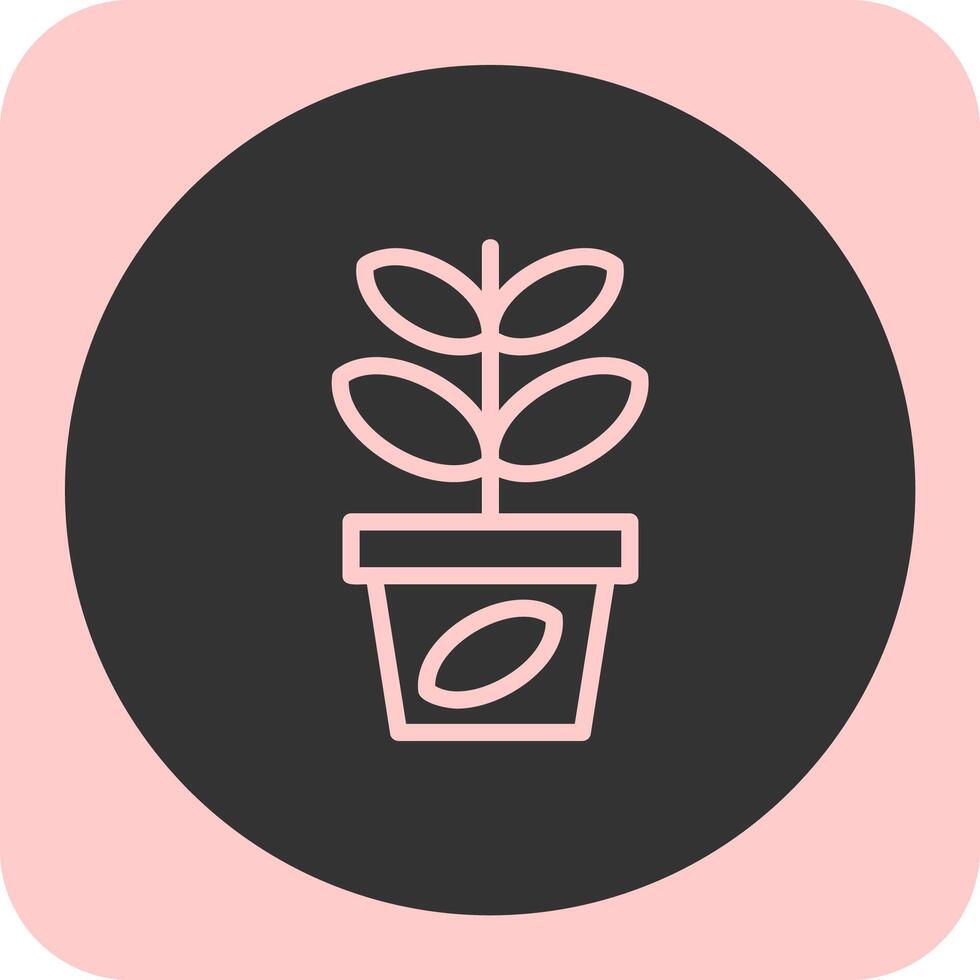 Jade Plant Linear Round Icon vector