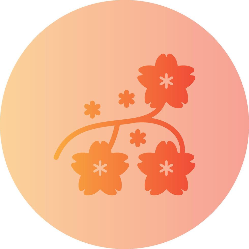 Cherry Blossom Branch Gradient Circle Icon vector