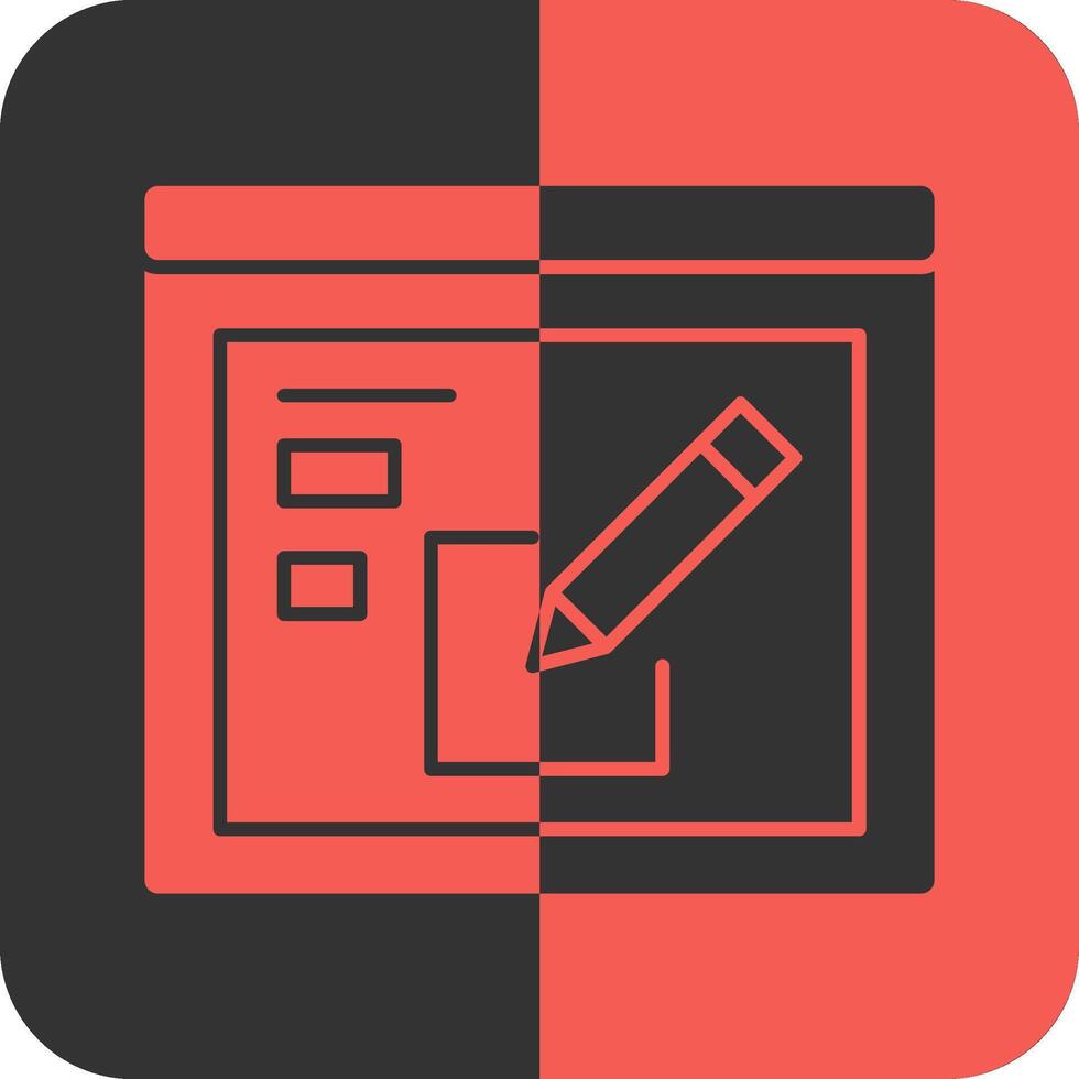 editar rojo inverso icono vector