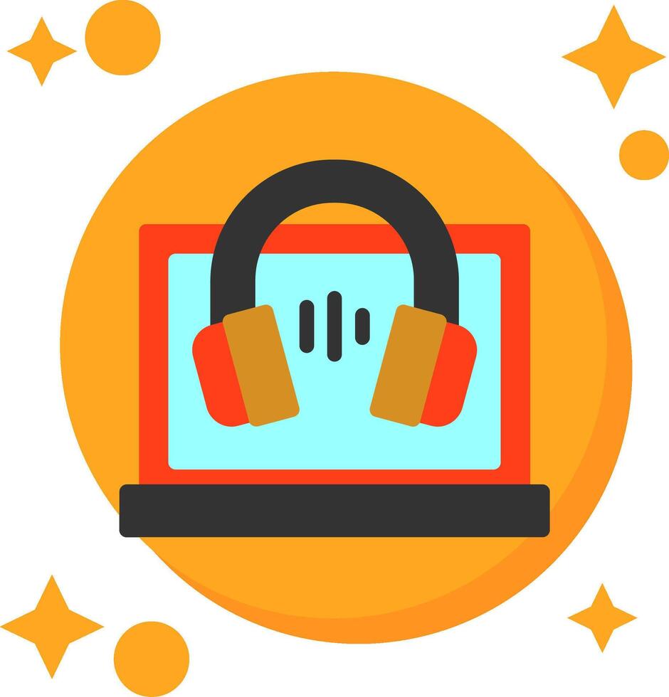 Headphones Tailed Color Icon vector