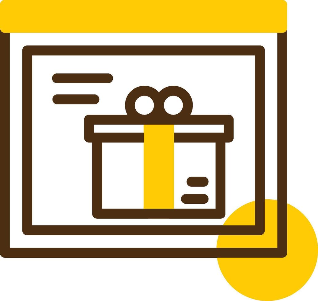 Gift Box Yellow Lieanr Circle Icon vector
