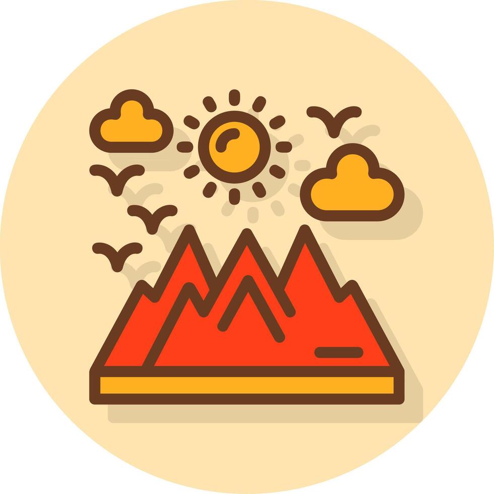 Mountain Filled Shadow Cirlce Icon vector