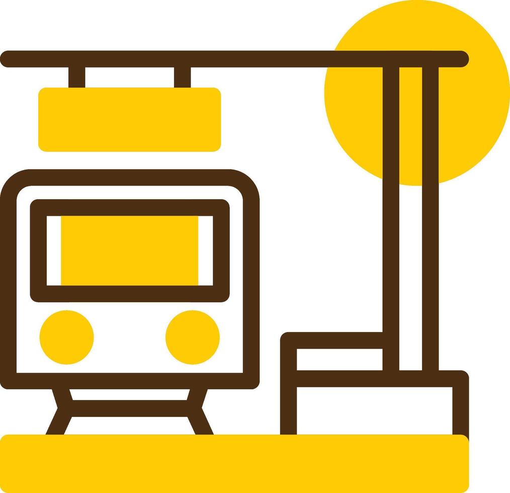 Train Station Yellow Lieanr Circle Icon vector