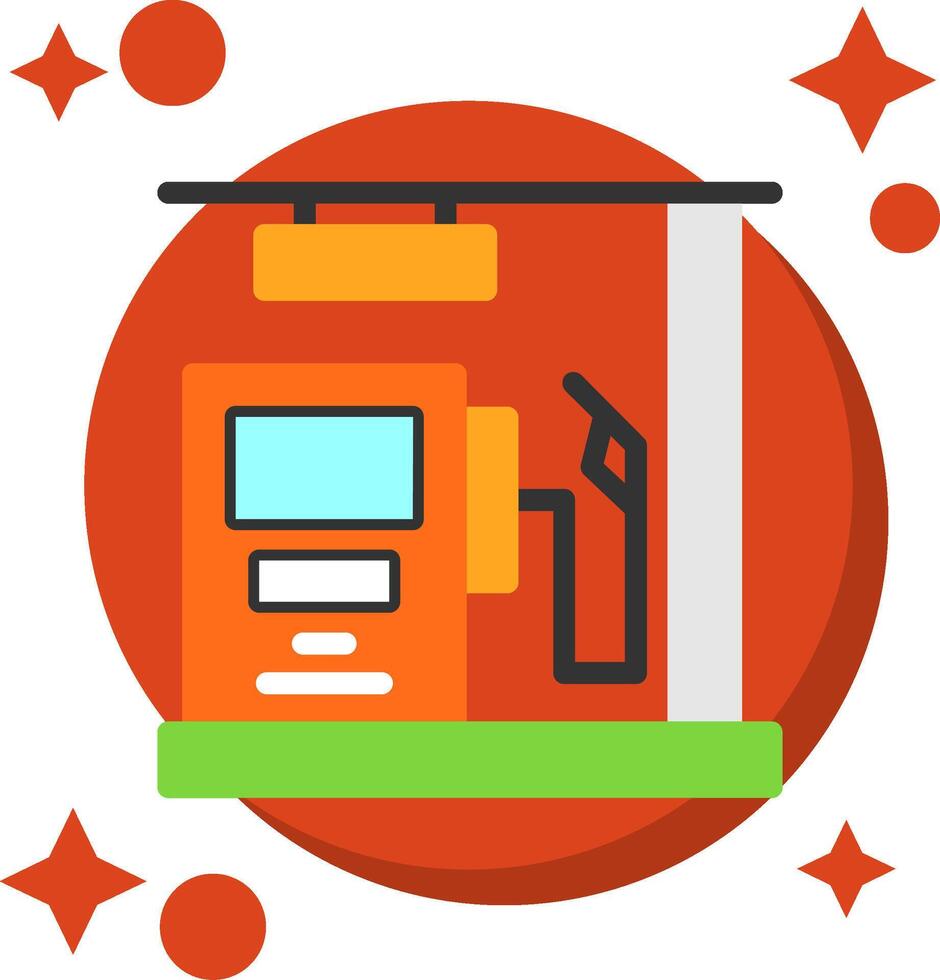 Gas Station Tailed Color Icon vector