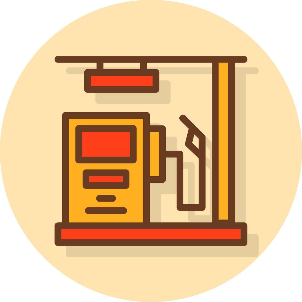 Gas Station Filled Shadow Cirlce Icon vector