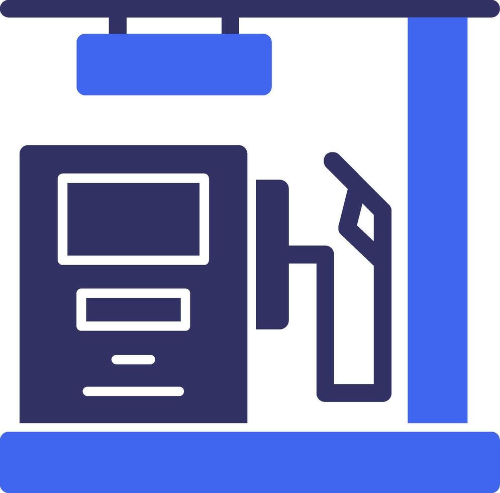 Gas Station Solid Two Color Icon vector