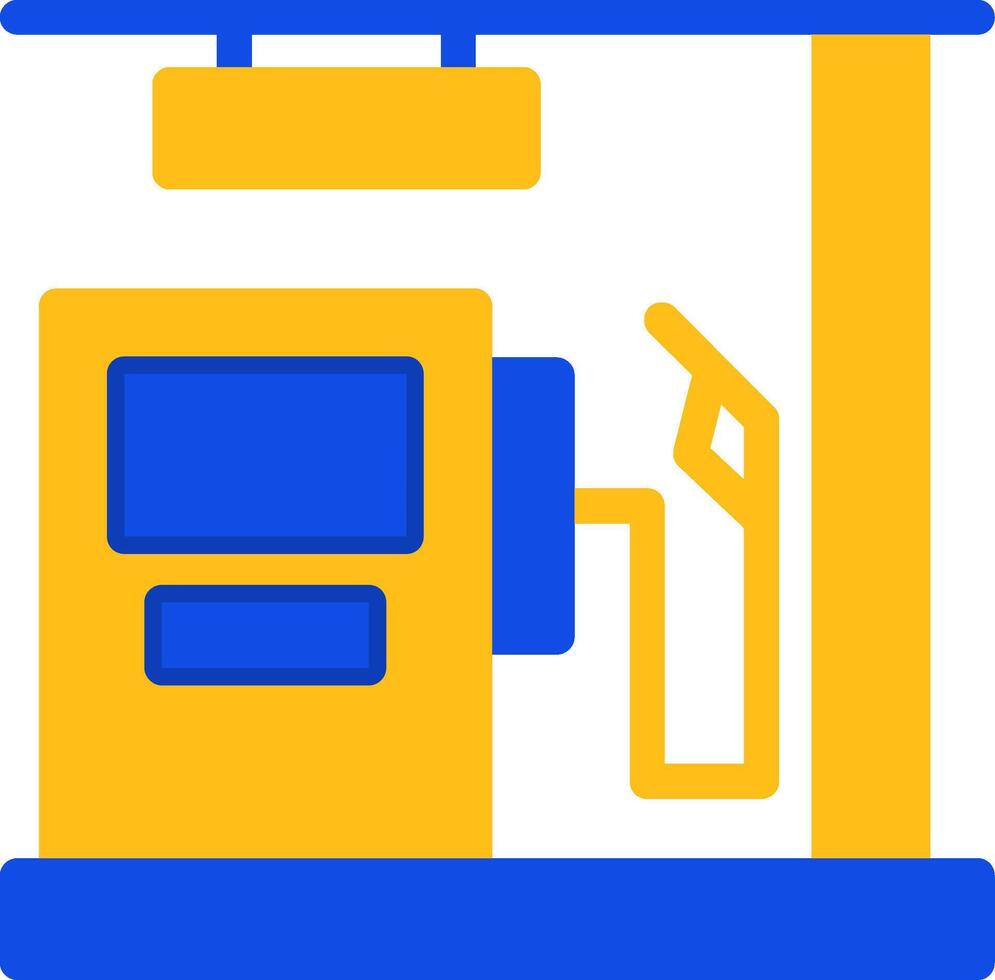 gas estación plano dos color icono vector