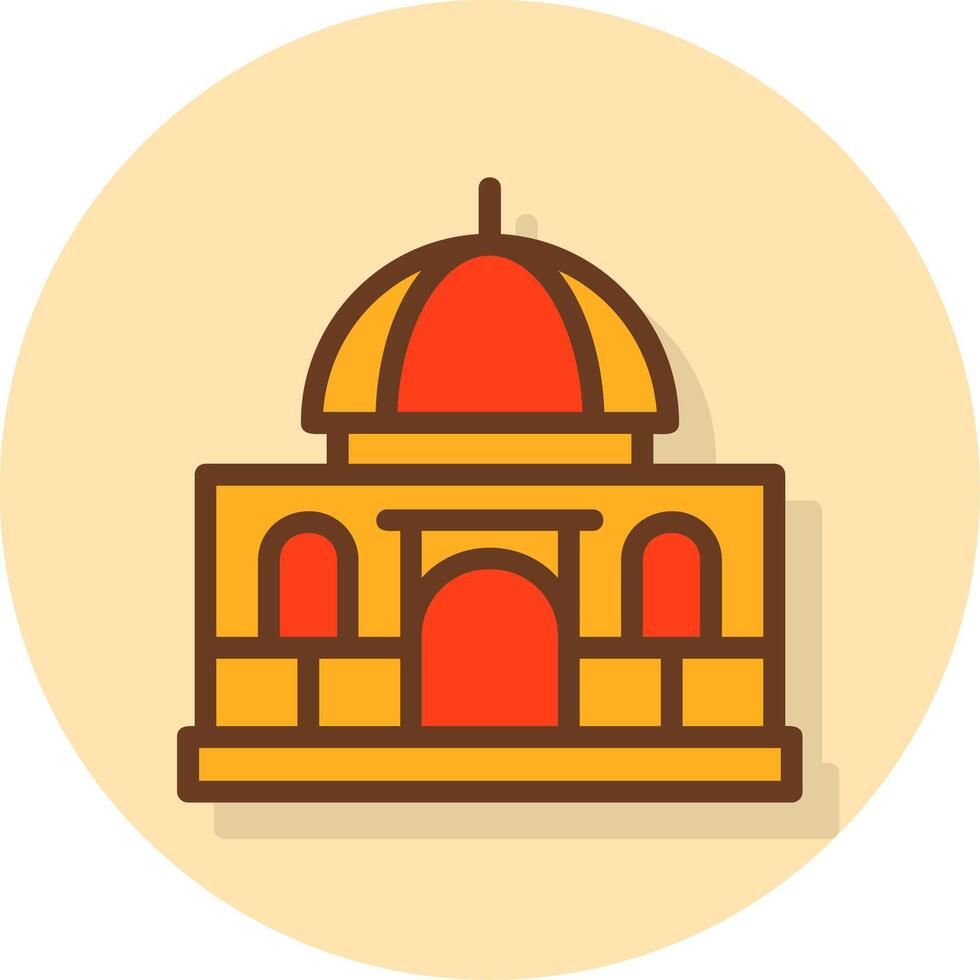 Mosque Filled Shadow Cirlce Icon vector