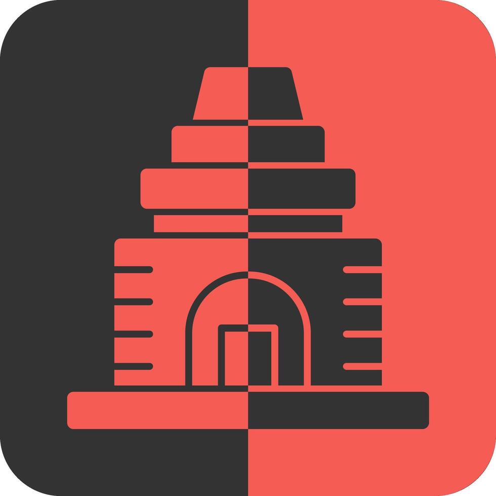 templo rojo inverso icono vector