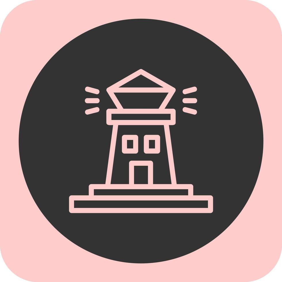 Lighthouse Linear Round Icon vector