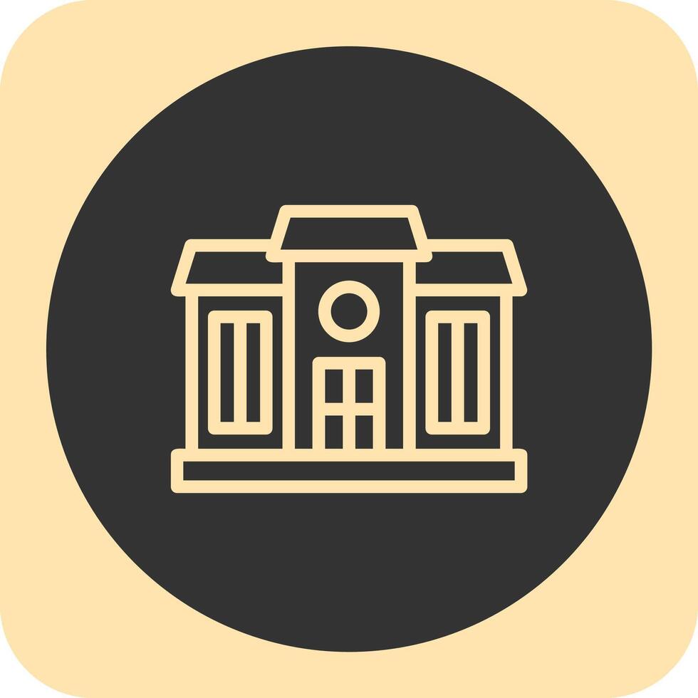 Mansion Linear Round Icon vector