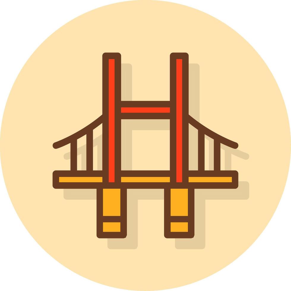 Bridge Filled Shadow Cirlce Icon vector