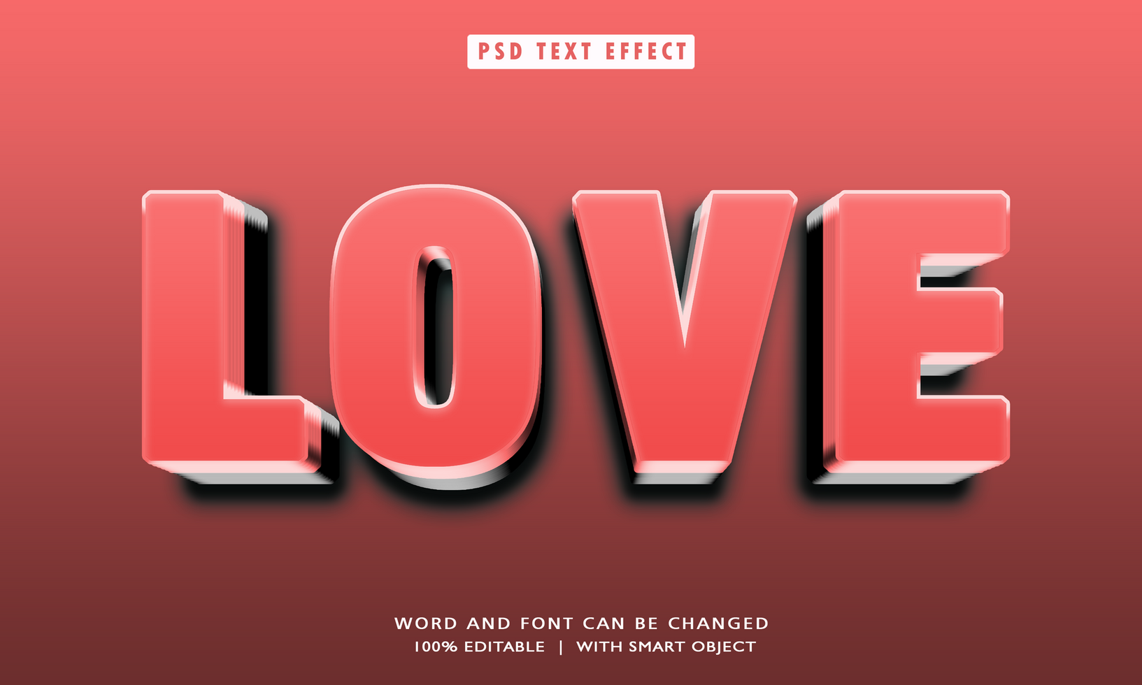 Love 3D Editable Text Effects psd