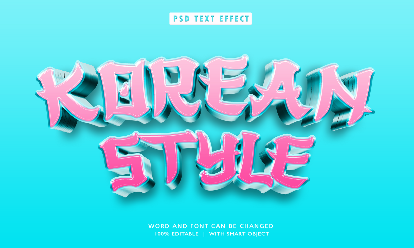 Korean Style 3D Editable Text Effects psd