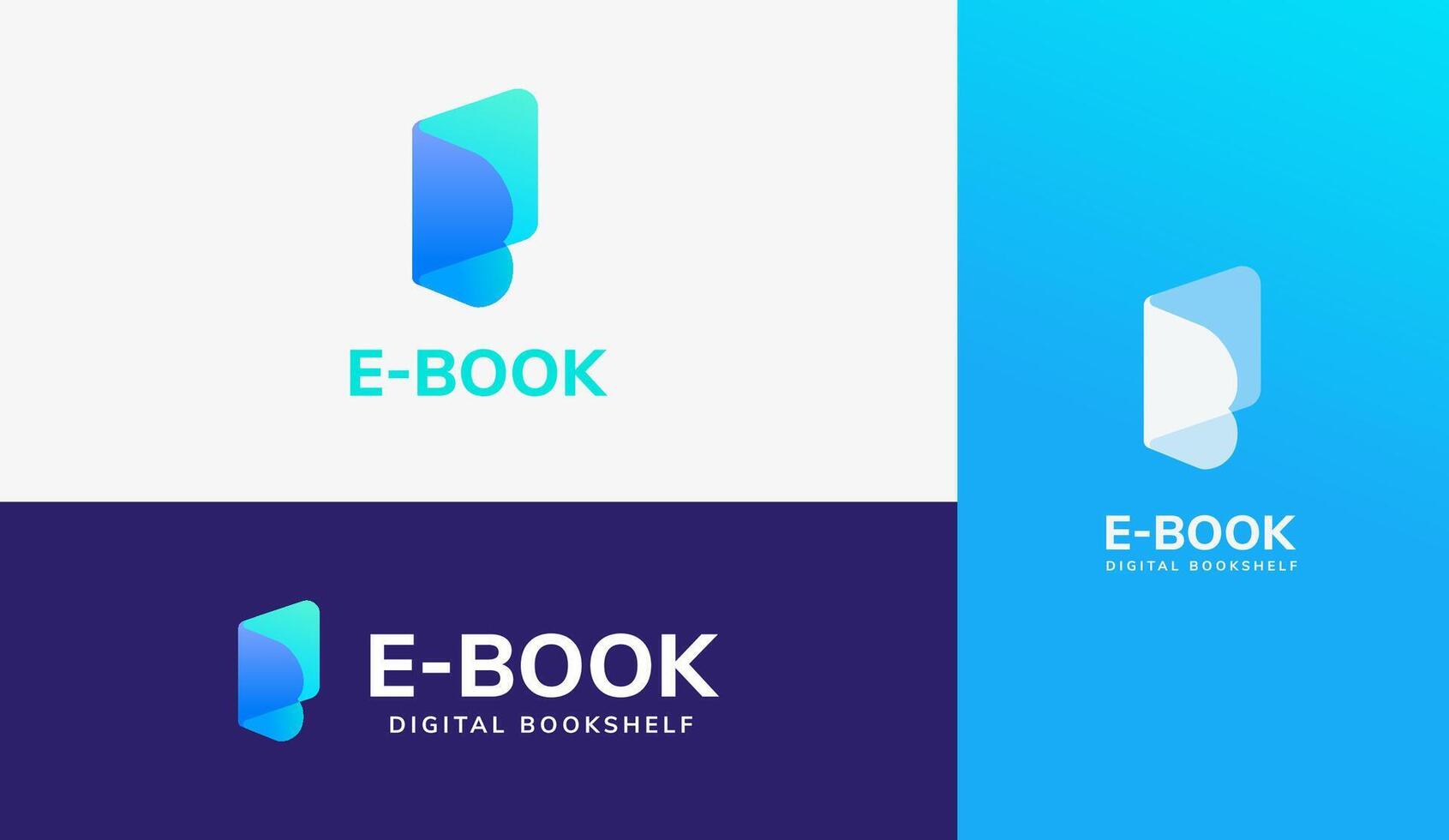 Open book logo set, concept of e book, digital library and online education vector