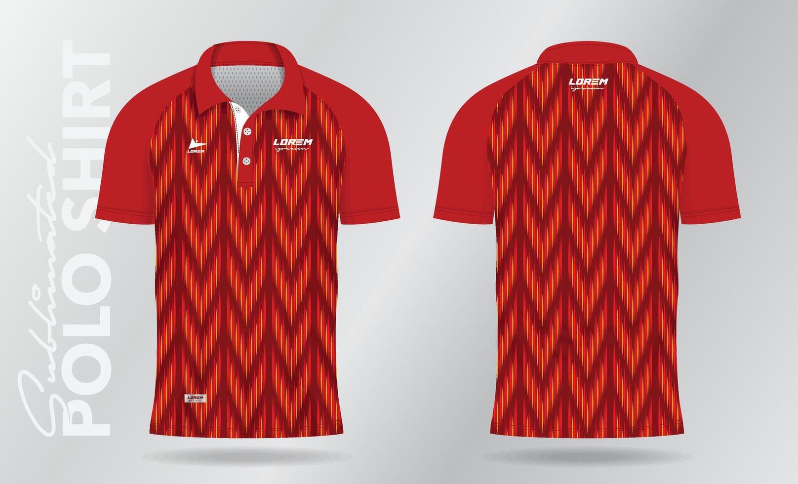 rojo polo camisa Bosquejo modelo diseño para fútbol jersey, fútbol americano equipo, ropa de deporte. deporte uniforme en frente y espalda vista. camisa Bosquejo vector ilustración