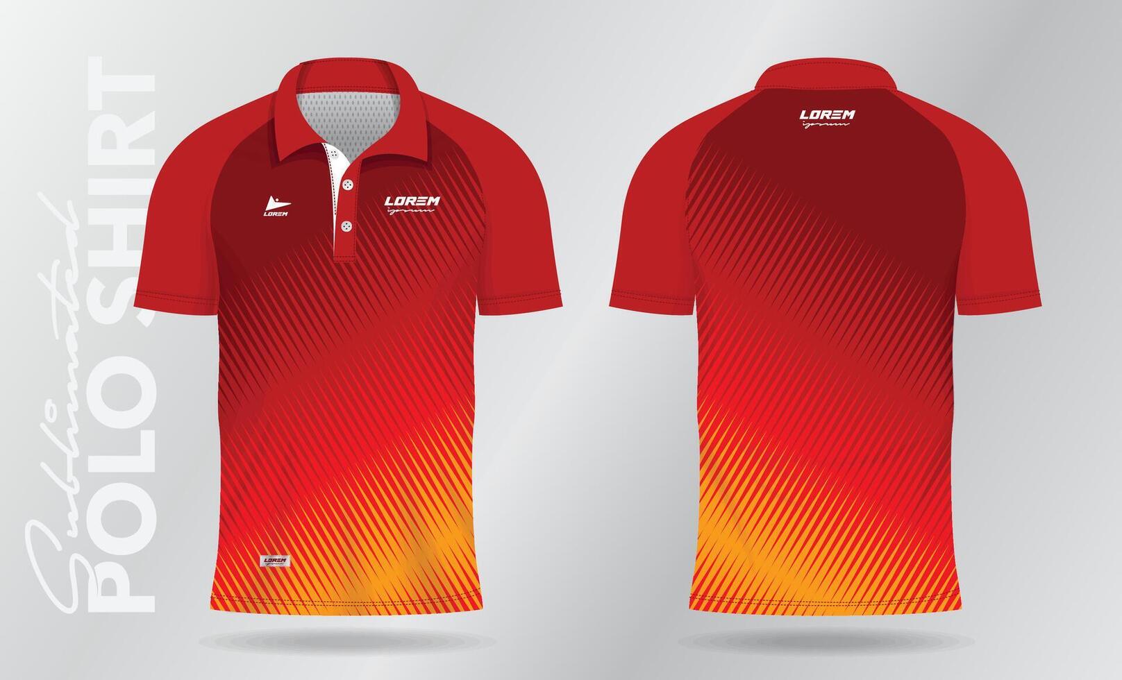 rojo polo camisa Bosquejo modelo diseño para fútbol jersey, fútbol americano equipo, ropa de deporte. deporte uniforme en frente y espalda vista. camisa Bosquejo vector ilustración