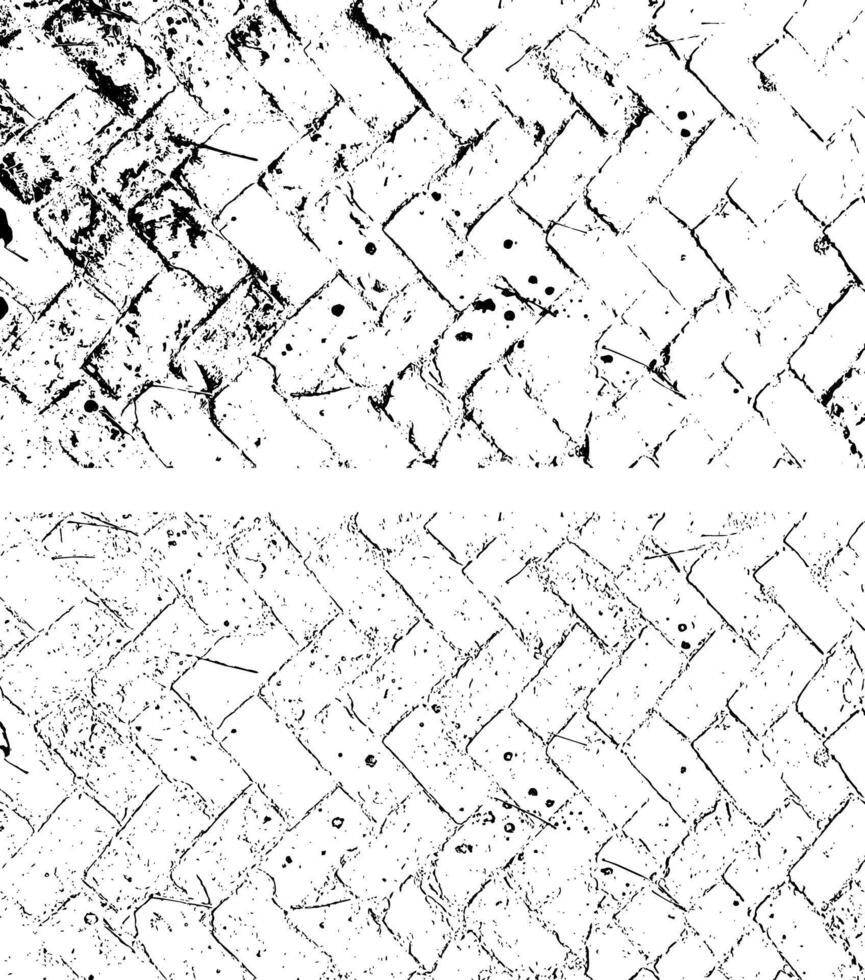 un conjunto de cuatro diferente texturas de un ladrillo muro, grunge textura antecedentes negro y blanco color con antiguo ladrillos pared textura Clásico antiguo ladrillo piso vector