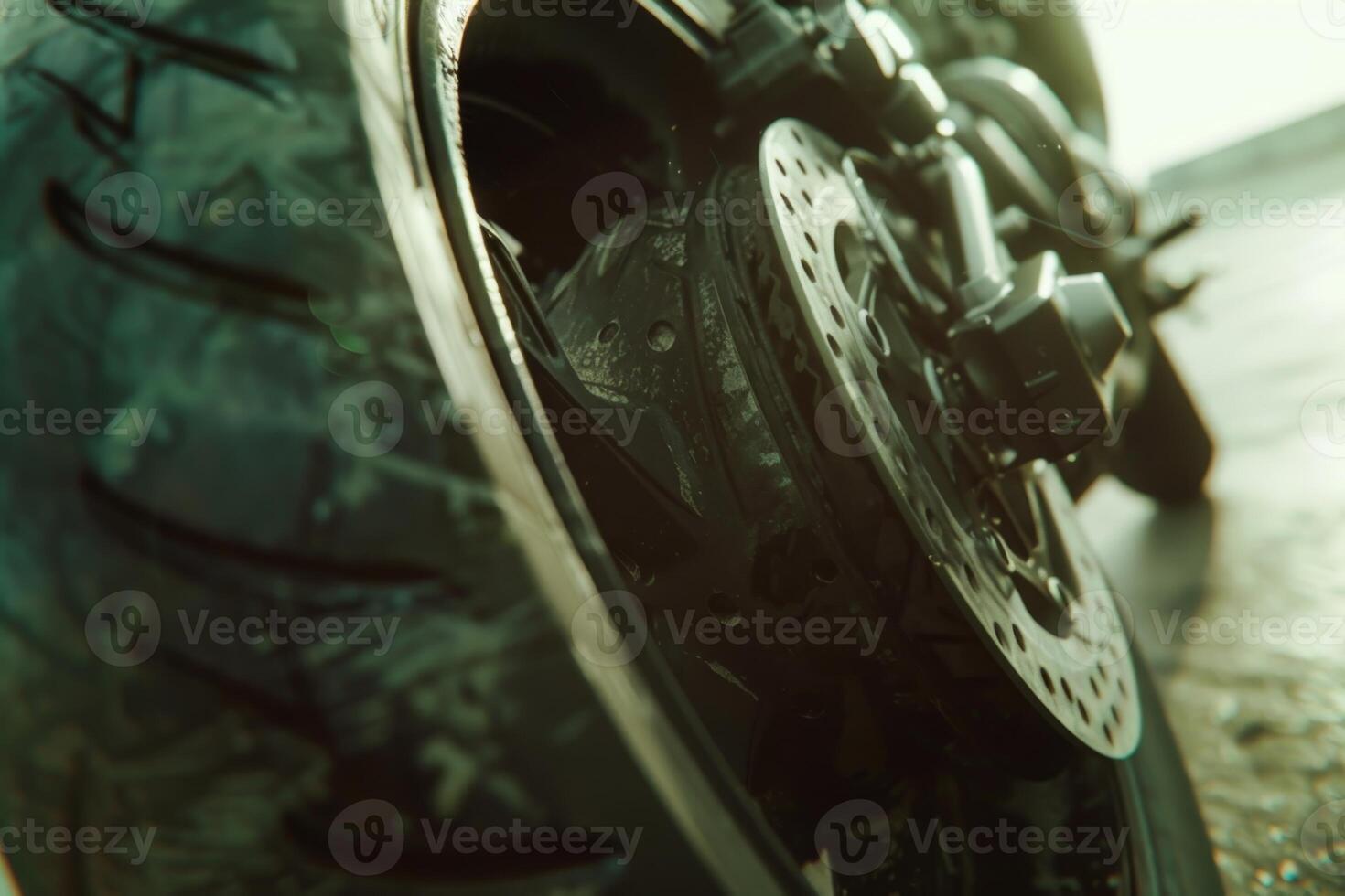 AI generated The rear wheel on a motorcycle. Ride concept photo