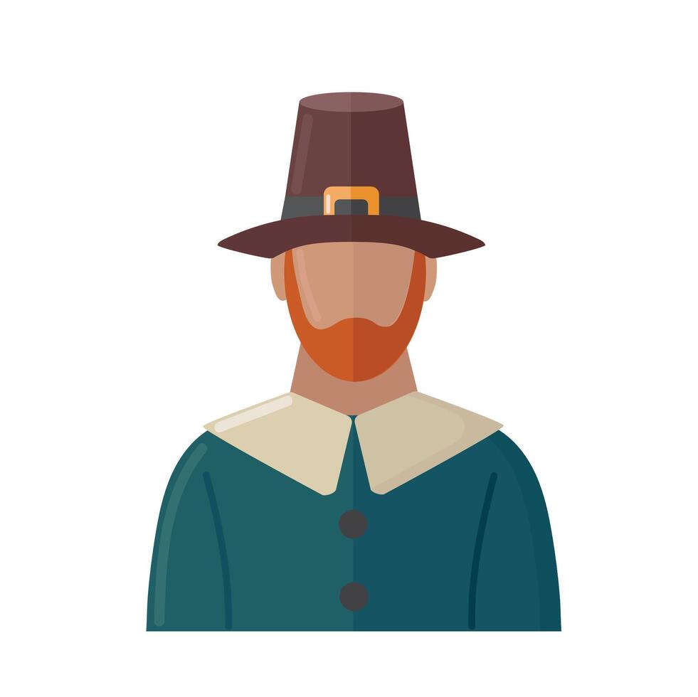 Pilgrim man thanksgiving vector illustration isolated